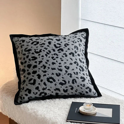 Decobites Luxury Leopard Print Imitation Mink Fur Throw Pillow - Soft & Plush