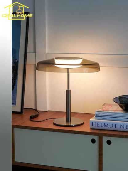 DecorBites™ DORA Glass Table Lamp Touch LED Decorative Desk Light Red/Gray Bedroom Living