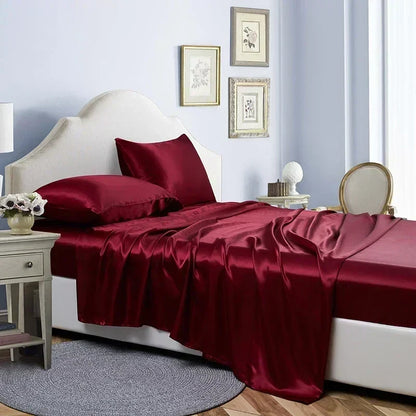 Decobites Satin Queen/ King Bed Sheets Set - Luxurious, High Quality, Solid Colors