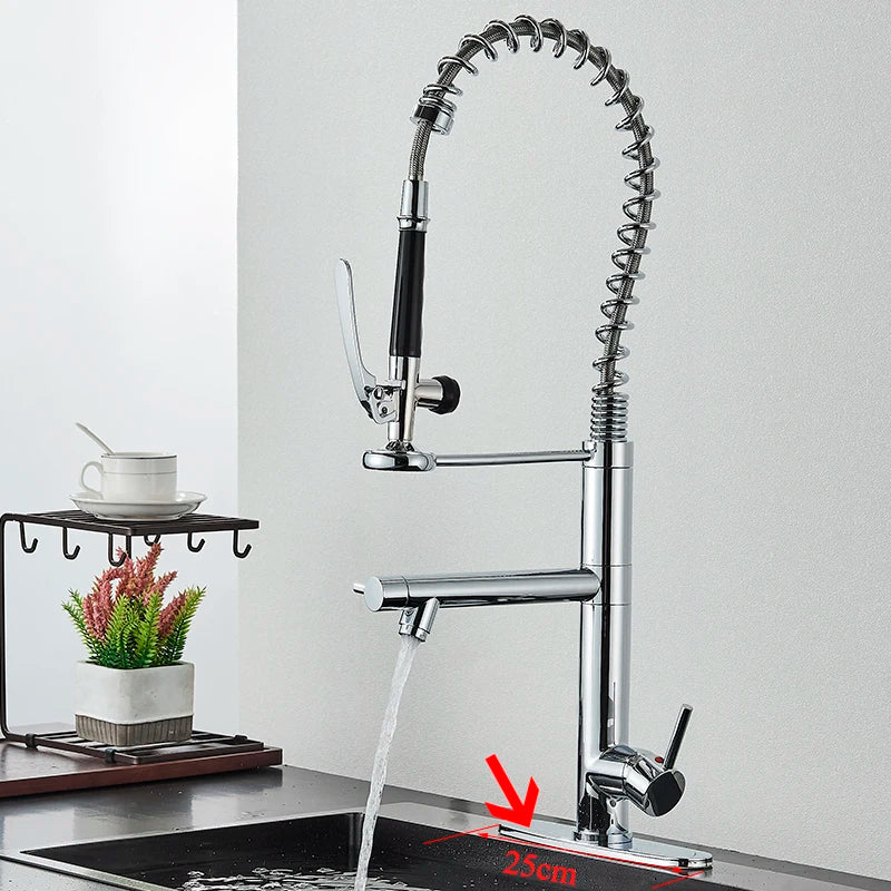 DecorBites™ Brushed Nickel Spring Kitchen Faucet Single Handle 360 Rotation Mixer Tap