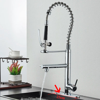 DecorBites™ Brushed Nickel Spring Kitchen Faucet Single Handle 360 Rotation Mixer Tap