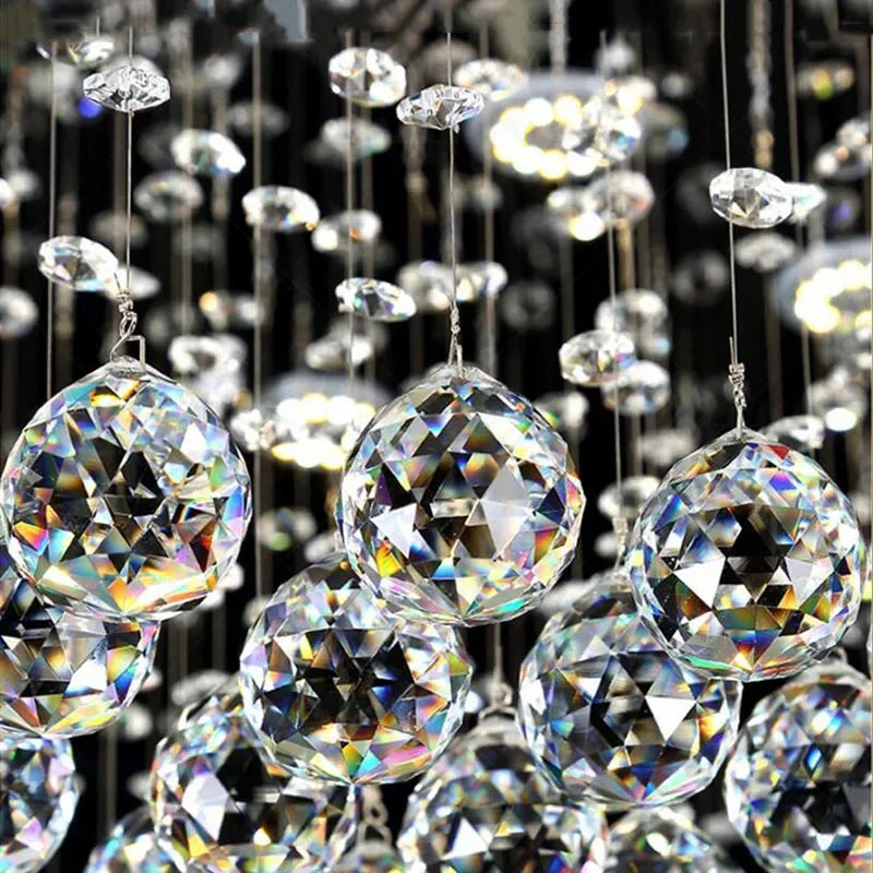 DecorBites™ Crystal Chandelier Double Staircase LED Pendant Lights for Stylish Hotel & Villa Hall