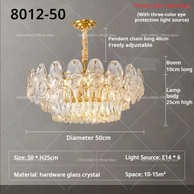 DecorBites™ Crystal Rose Chandelier for Living Room Dining Bedroom 2024 French Light Luxury