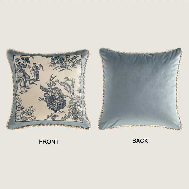 Decorbites™ Delft-Blau Toile de Jouy Kissenbezüge - Vintage Französischer Stil für Hausdekoration