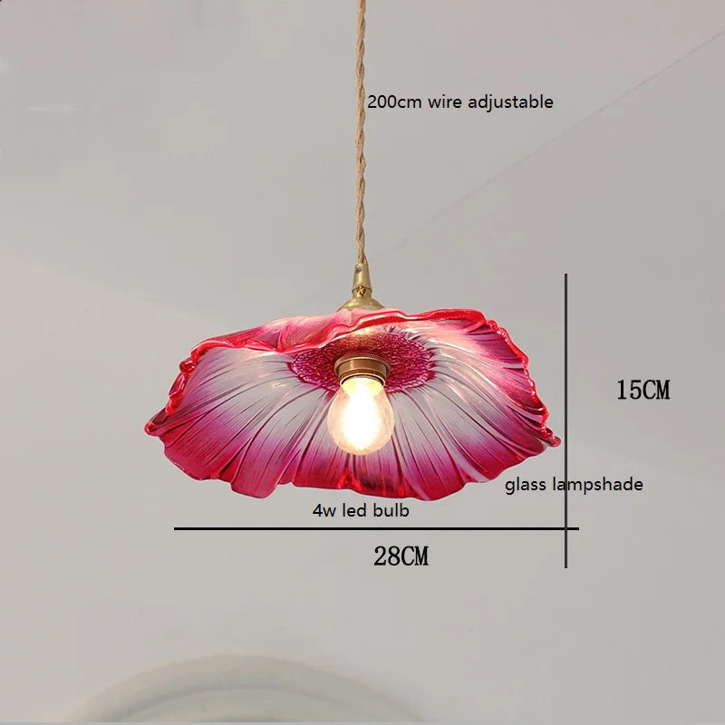 DecorBites™ Green Glass LED Pendant Lamp with Copper Wood Handle for Modern Nordic Home Decor