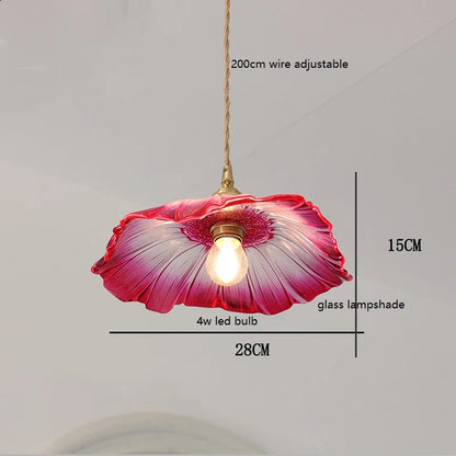 DecorBites™ Green Glass LED Pendant Lamp with Copper Wood Handle for Modern Nordic Home Decor