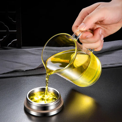 DecorBites™ Glass Tea Cup Infuser Set for Kung Fu Tea, Coffee, Liquor & More