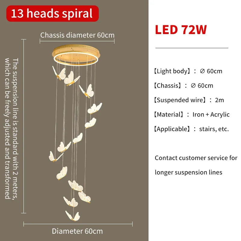 DecorBites™ Butterfly LED Chandelier for Villa Duplex Living Room Decoration