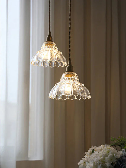 DecorBites™ Brass Glass Pendant Light - Luxury Minimalist LED Nordic Flower Restaurant Lamp