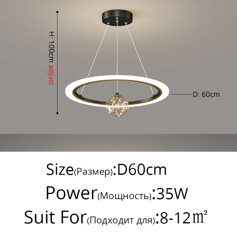 DecorBites™ Circle Ring Pendant Chandelier for Living Room Bedroom Restaurant Ceiling Lighting