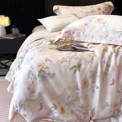 Decobites Rose Flower Print Bedding Set, Soft & Breathable, Duvet Cover, Bed Sheet, Pillowcases