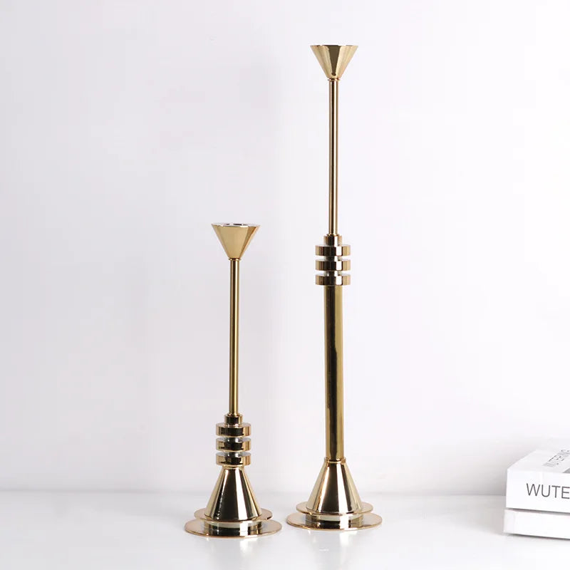Decorbites™ Sostenedor de velas geométrico dorado candelabro para centros de mesa de bodas y decoración del hogar