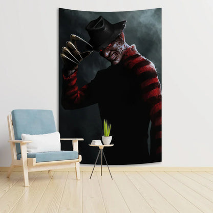 DecorBites™ Horror Movie Freddy Krueger Wall Tapestry: Scary Halloween Room Decoration