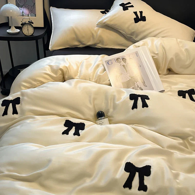 DecorBites™ Butterfly Embroidered Ice Silk Bedding Sets - Cooling Duvet Cover Kit