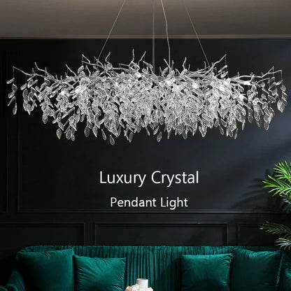 Modern Silver Crystal Chain Pendant Chandelier