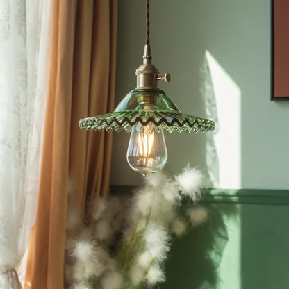 DecorBites™ Green Brass Glass LED Pendant Light for Kitchen Cafe Bar Loft Decoration