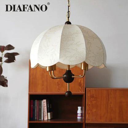 DecorBites™ Korean Fabric Pendant Light for Bedroom Study Hotel Chandelier LED Lamp