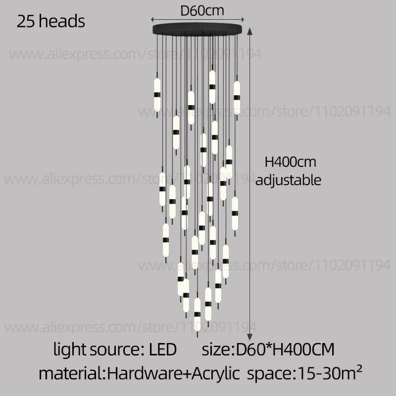 DecorBites™ LED Staircase Chandelier Ceiling Living Room Lighting Decoration