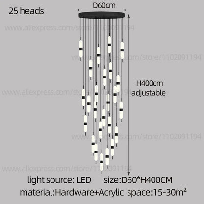 DecorBites™ LED Staircase Chandelier Ceiling Living Room Lighting Decoration