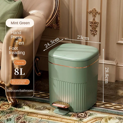 DecorBites™ Light Luxury Pedal Trash Can with Lid for Kitchen Bathroom Large Capacity Bin