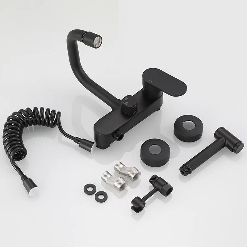 DecorBites™ Dual Hole Kitchen Mixer Tap Black Brass Chrome Kitchen Faucet