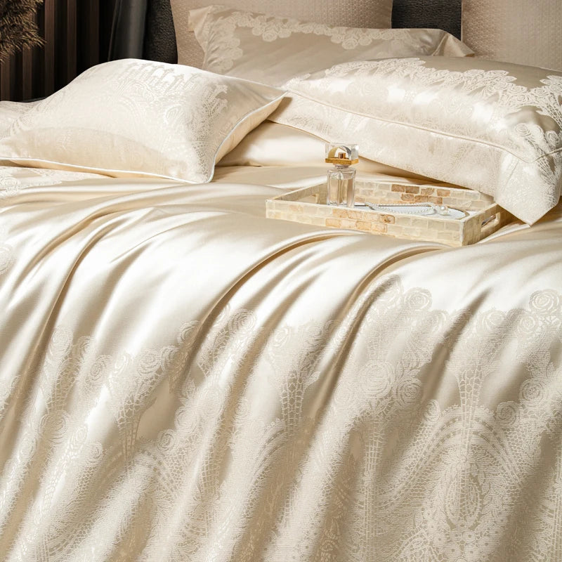 Decobites Jacquard Egyptian Cotton Bedding Set for Queen King Linens