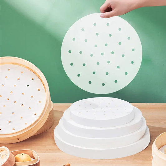 DecorBites™ Air Fryer Steamer Papers - 100PCS Non-Stick Oil-Absorbing Baking Utensils