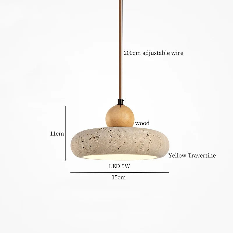 Yellow Travertine Pendant Lamp Polished Copper