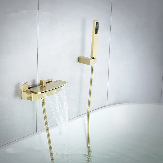 DecorBites™ Brushed Gold Tub Shower Faucet Set with Waterfall Handheld Mixer