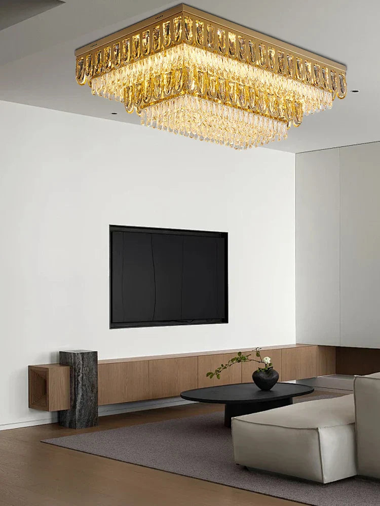 Decorbites™ Gold Kristall-Deckenleuchte: Luxuriöser Vintage-Kronleuchter für das Wohnzimmer
