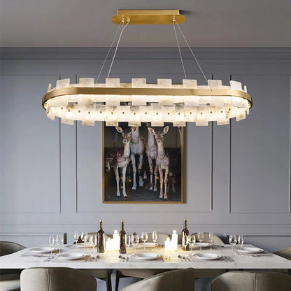 DecorBites™ LED Marble Chandelier: Modern Lighting for Living Room, Bedroom, or Restaurant.
