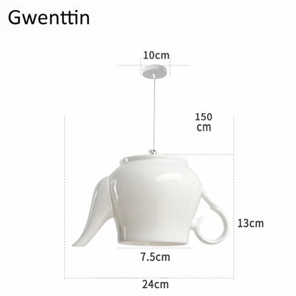DecorBites™ Ceramic LED Pendant Lights: Nordic Teapot Design for Modern Living and Kitchen.