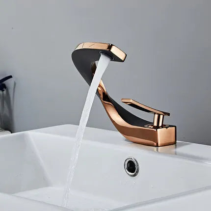 DecorBites™ Gold Bathroom Faucet | Deck Mounted Sink Tap | Hot and Cold Basin Mixer