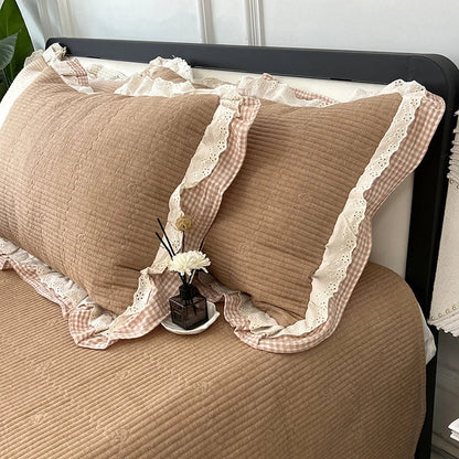 DecorBites™ Lace Ruffles Quilted Bedspread Set with Pillowcases Queen Size