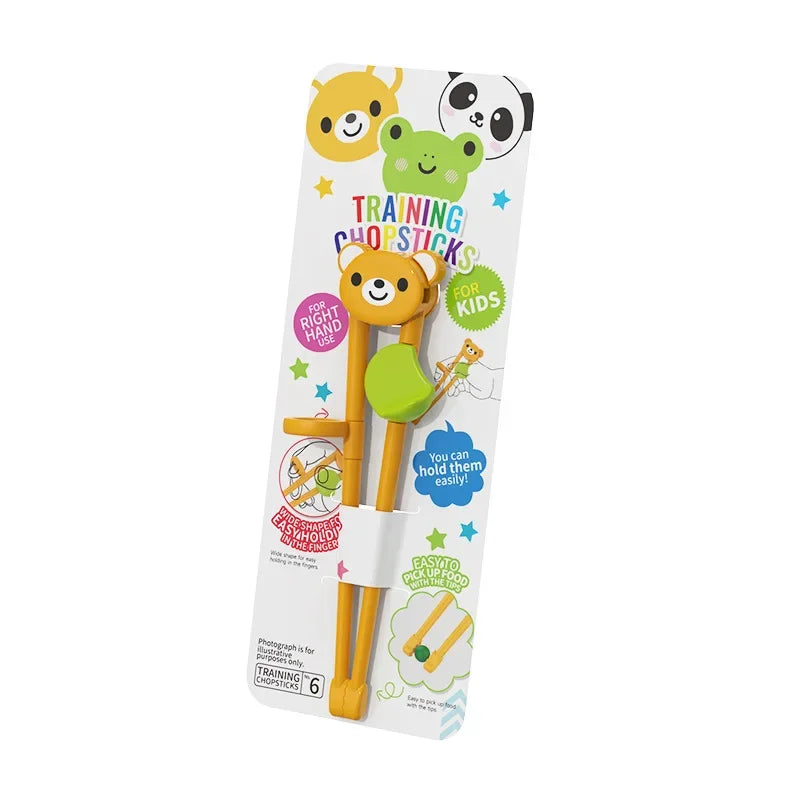 Decorbites™ Kinder-Stäbchen-Set mit Buntbär, Panda und Katze: Spaßige Trainings-Essstäbchen für Kinder