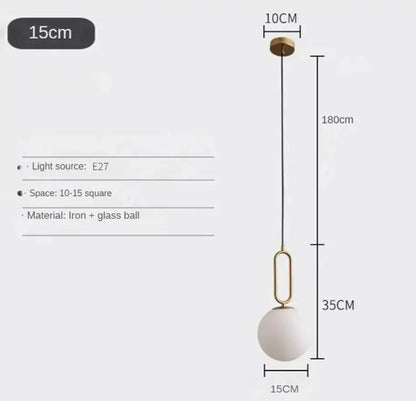 DecorBites™ Golden Glass Ball Pendant Lights - Modern Luminaire for Bedroom, Kitchen & Decor