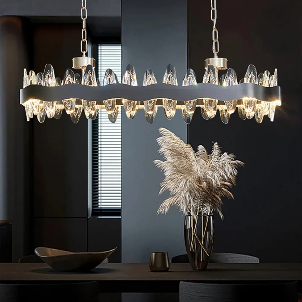 DecorBites™ Crystal LED Chandelier: Luxury Living Room Pendant Light with Modern Design
