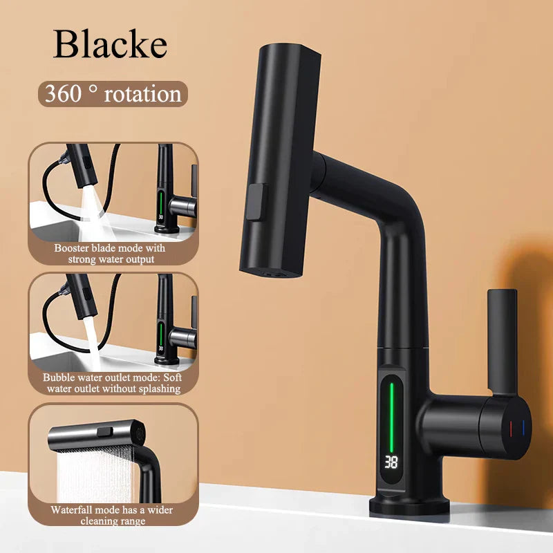 DecorBites™ Digital Display Waterfall Basin Faucet with Temperature Control