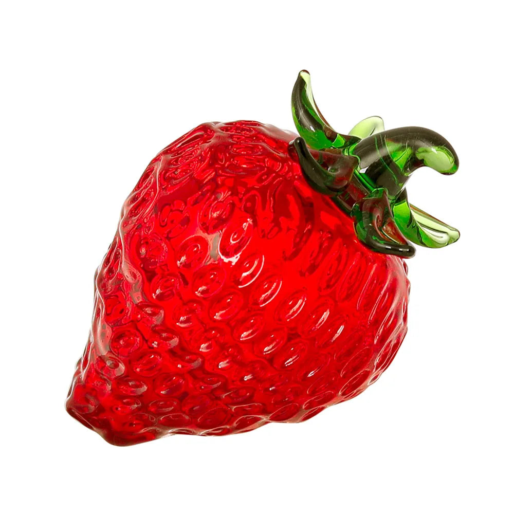 DecorBites™ Figurita de fresa roja de cristal, adorno decorativo en miniatura de fruta de cristal