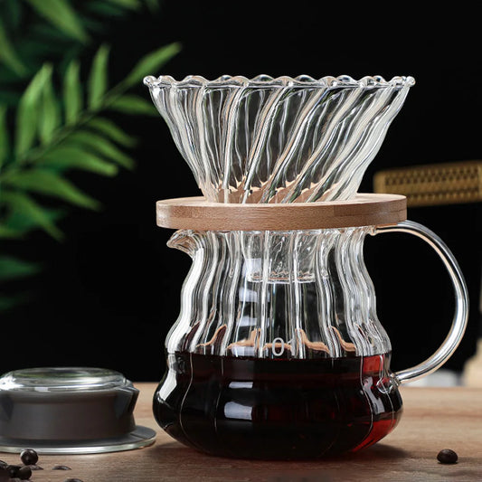 DecorBites™ Glass Pour Over Coffee Maker Pot Barista Brewer Filter Dripper - 800ML