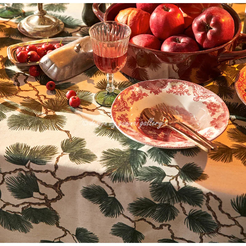 Cotton Linen Pine Tablecloth