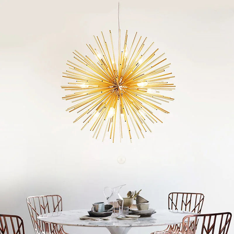 DecorBites™ Dandelion Ball Chandelier: Nordic Modern Golden Bedroom & Restaurant Lamp