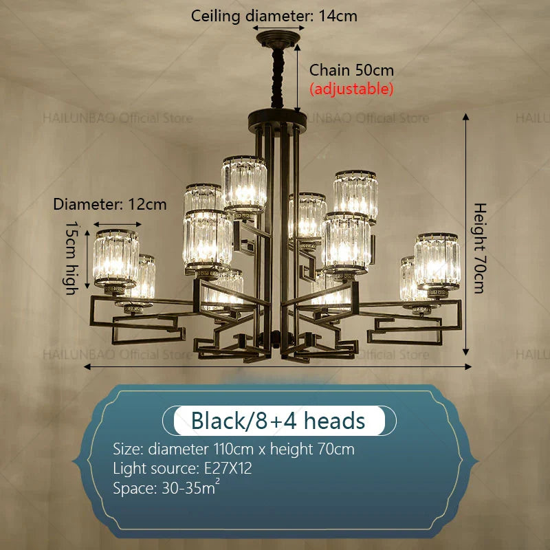 DecorBites™ Crystal Chandelier: Modern Luxury Main Light for Livingroom, Hall, and Restaurant