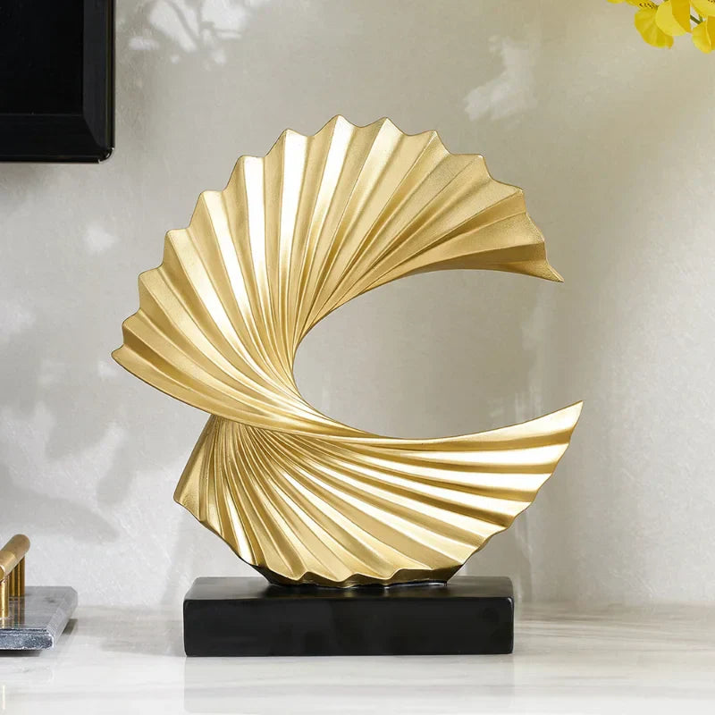 DecorBites™ Golden Resin Abstract Sculpture for Modern Home & Office Decor