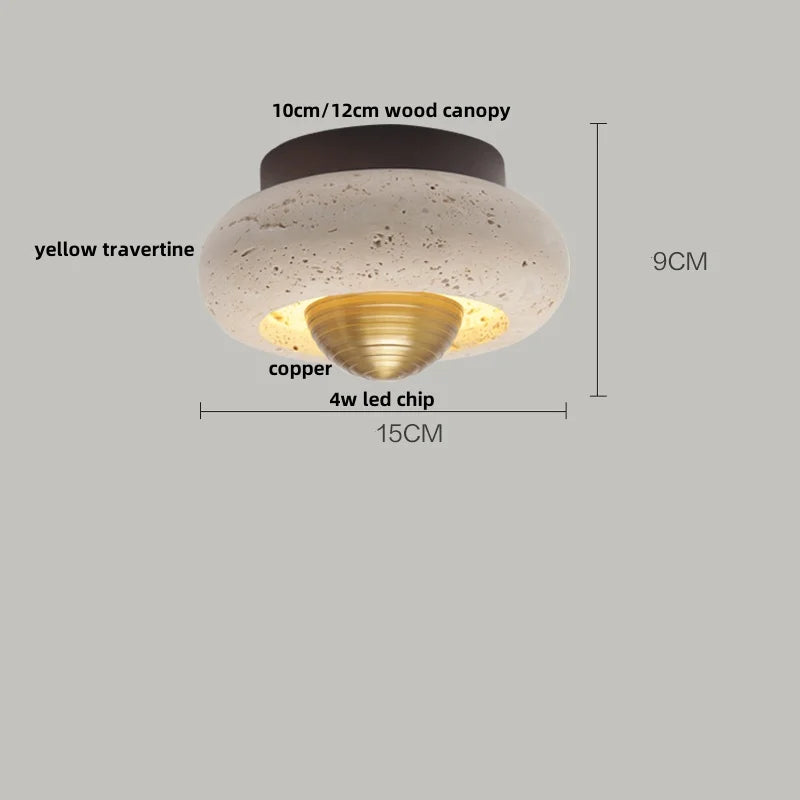 Travertine Wood Ceiling Light
