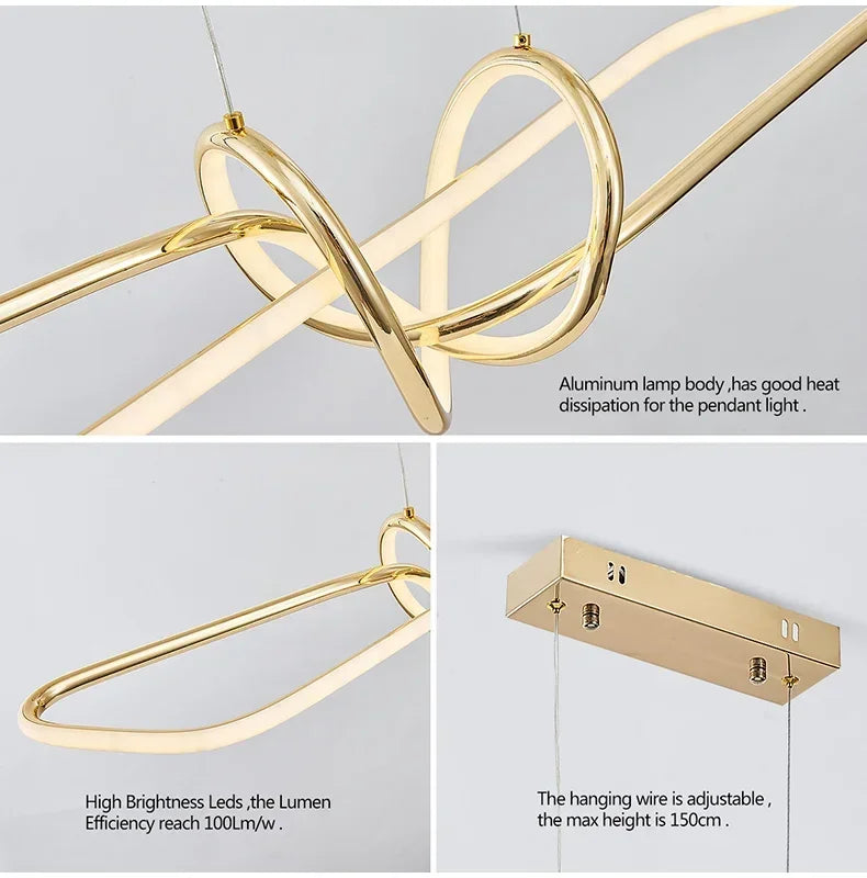 DecorBites™ Gold LED Chandeliers: Modern Kitchen & Restaurant Lighting Fixtures