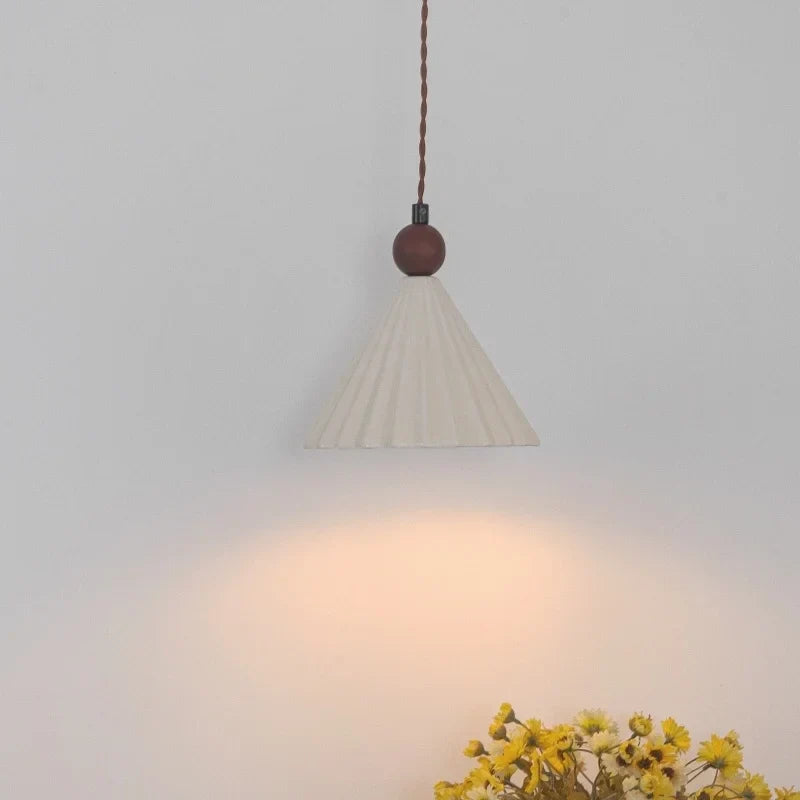 DecorBites™ Ceramic Wood Pendant Lamp LED Hanging Light Fixture for Modern Home Decor