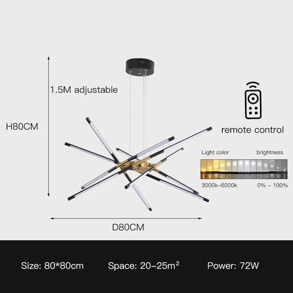 Lámpara de techo DecorBites™ de lino: Lámpara colgante negra y dorada para el hogar, la oficina o el restaurante.