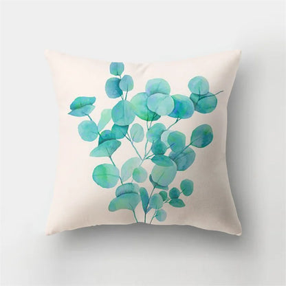 DecorBites™ Deer Animal Short Plush Pillowcase with Natural Leaves and Flowers