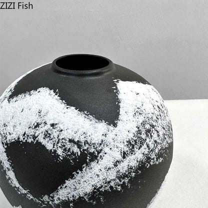 DecorBites™ Ink Painting Ceramic Vase: Flower Pots Desk Decor Crafts Floral Room Aesthetic